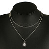 Teardrop Alloy Pave White Resin Pendant Double Layer Necklaces for Women FS-WG4C5DE-01-4