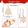 8 Bag 8 Style Unfinished Natural Wood Cutouts Ornaments WOOD-SZ0001-17-6