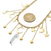 Moon & Star 304 Stainless Steel & Natural Quartz Crystal Charms Bib Necklace NJEW-TA00094-3