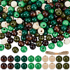 250Pcs 5  Colors Spray Painted Round Natural Schima Wood Beads WOOD-PA0001-73C-1