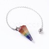 Natural Mixed Gemstone Hexagonal Pointed Dowsing Pendulums Chain G-F639-11-2