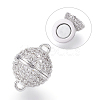 Brass Micro Pave Cubic Zirconia Magnetic Clasps with Loops ZIRC-E120-05P-10mm-NR-1