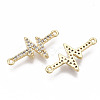 Brass Micro Cubic Zirconia Normal Links Connectors KK-N231-78-NF-2