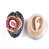 Printed Natural Cowrie Shell Beads X-SSHEL-T007-15-3