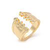 Brass Micro Pave Clear Cubic Zirconia Cuff Finger Rings for Women RJEW-B112-14G-4