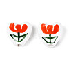 Hand Painted Tulip Flower Porcelain Ceramic Beads PORC-T134-28E-2
