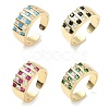 Brass Micro Pave Cubic Zirconia Cuff Open Rings RJEW-C158-04G-2