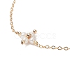 Shell Pearl Beaded Cross Link Anklets AJEW-AN00535-4