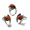 Natural Red Jasper Wings Adjustable Rings RJEW-K241-04AS-10-4