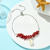 Natural Shell Charms Slider Bracelet BJEW-TA00365-01-4