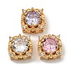 Brass Micro Pave Cubic Zirconia Beads KK-U037-05G-01-1
