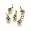 Brass Cubic Zirconia Charms KK-E772-14C-G-2