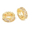 Brass Micro Pave Clear Cubic Zirconia European Beads KK-C142-03G-2