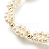Glass Pearl Braided Beaded Bracelet BJEW-JB08593-4