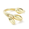 Leaf Rack Plating Brass Cuff Rings RJEW-D020-07G-2