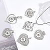 6Pcs 6 Style Alloy Rhinestone Hang Snap Base Pendants FIND-CA0006-90-3