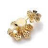 Rack Plating Flower Brass Pave Clear Cubic Zirconia Fold Over Magnetic Clasps KK-C019-21G-2
