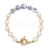 Natural Cultured Freshwater Pearl & Handmade Porcelain & Non-magnetic Synthetic Hematite Beaded Bracelets for Women BJEW-JB13964-3