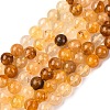 Natural Yellow Hematoid Quartz Round Beads Strands G-F266-09-8mm-5