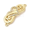 Heart Brass Micro Pave Clear Cubic Zirconia Connector Charmss KK-CJC0013-14A-G-RS-2