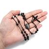 Men's Rosary Bead Necklace with Crucifix Cross NJEW-I011-6mm-04-6