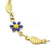 Enamel Flower & Fish Link Chain Bracelet BJEW-A142-02G-3