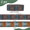 7M Ethnic Style Polyester Flower Jacquard Ribbons OCOR-WH0091-72A-01-2