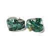 Transparent Resin Natural Malachite Jasper Dyed Chips Pendants G-E185-12G-13-3