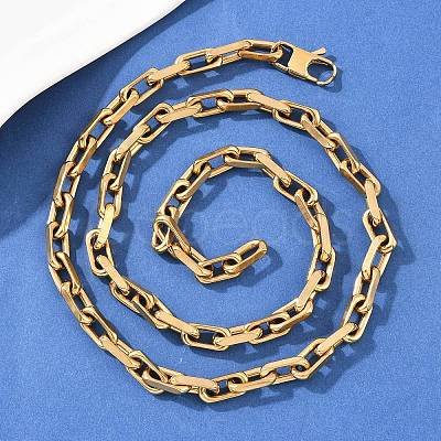 7.5MM 304 Stainless Steel Paperclip Chain Necklaces NJEW-Z105-01G-1