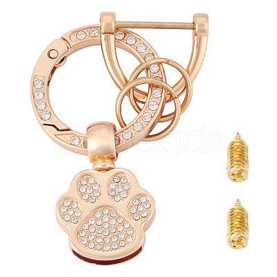 1Pc DIY Alloy Rhinestone Spring Gate Rings Keychains FIND-TA0008-54A-G-1