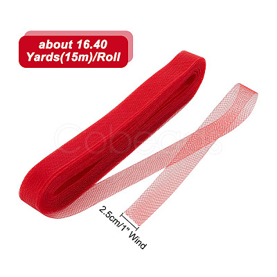 4 Rolls 4 Colors Polyester Gauze Ribbon OCOR-HY0001-14-1