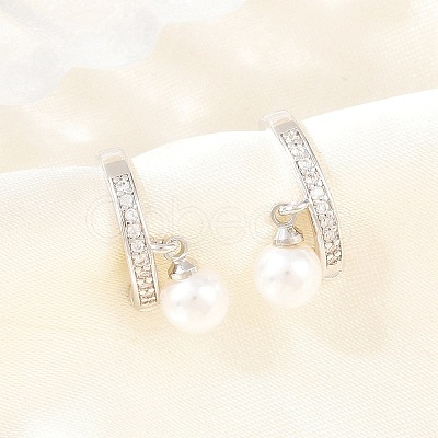 Round Brass Micro Pave Clear Cubic Zirconia Cuff Earrings EJEW-Z164-02P-1