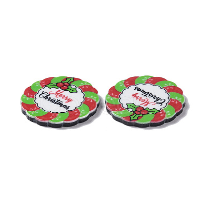 Christmas Style Printed Acrylic Cabochons MACR-O045-01C-1
