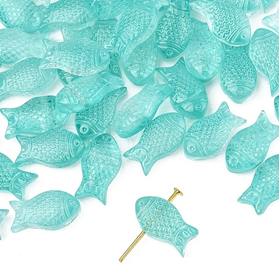 50Pcs Transparent Spray Painted Glass Beads GLAA-FS0002-06C-1