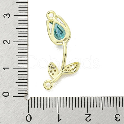 Rack Plating Brass Micro Pave Clear Cubic Zirconia Flower Connertor Charms KK-Z043-03E-1