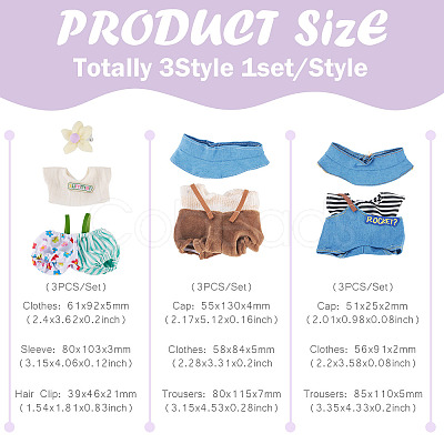 3Sets Cloth Clothing Sets for DIY Doll Making DIY-TA0014-34-1