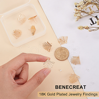 BENECREAT 10Pcs Brass Stud Earring Findings KK-BC0010-50-1