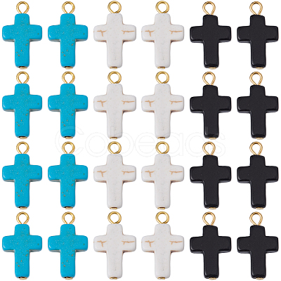 60Pcs 3 Colors Dyed Synthetic Turquoise Pendants FIND-BM0001-60B-1