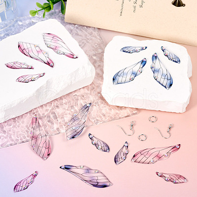 DIY Transparent Resin Wing Dangle Earring Making Kit DIY-TA0010-23-1