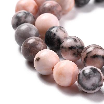 Natural Zebra Jasper Round Bead Strands G-E334-8mm-11-1