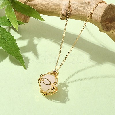 Natural Mixed Gemstone Round Pendant Necklaces NJEW-JN04565-1