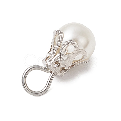 Round Imitation Pearl Acrylic  Pendants PALLOY-JF04002-02-1