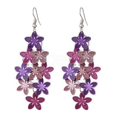 430 Stainless Steel Flower Dangle Earrings EJEW-A137-07P-02-1