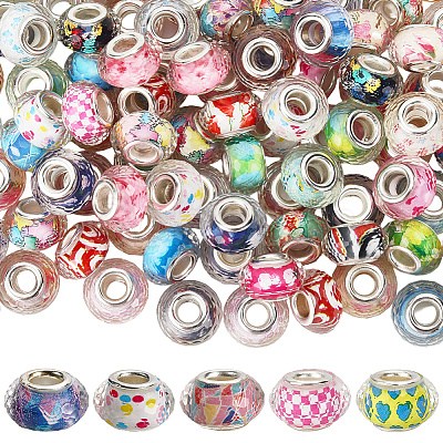 120Pcs Resin European Beads RPDL-SP0001-02-1