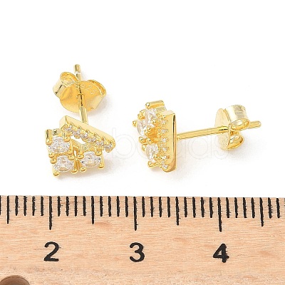 925 Sterling Silver Clear Cubic Zirconia Stud Earrings EJEW-Q032-01C-G-1