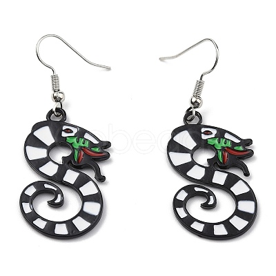 Alloy Dragon Dangle Earrings EJEW-R011-01P-1