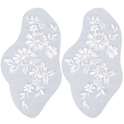 Flower Polyester Embroidery Sew on Appliques PATC-WH0012-32C-1