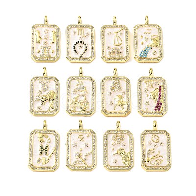 Brass Micro Pave Cubic Zirconia Pendants with Enamel KK-Z114-01G-1