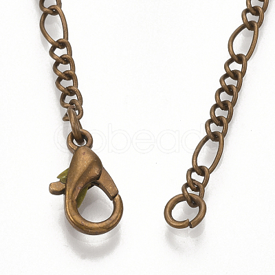 Brass Coated Iron Figaro Chain Necklace Making MAK-T006-03R-1