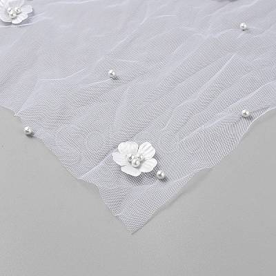 Polyester with Plastic Pearl Flower Lace Table Runner AJEW-WH0481-135-1